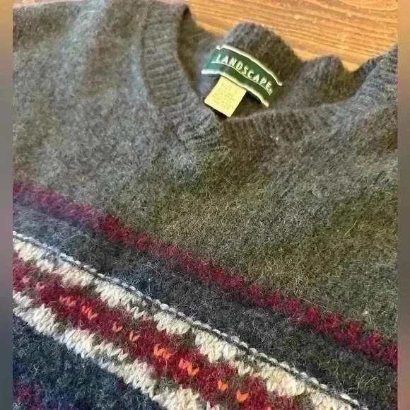 Sweaters - Vintage Landscape Women’s S Fair‎ Isle Design Wool Blend Sweater Made in the USA